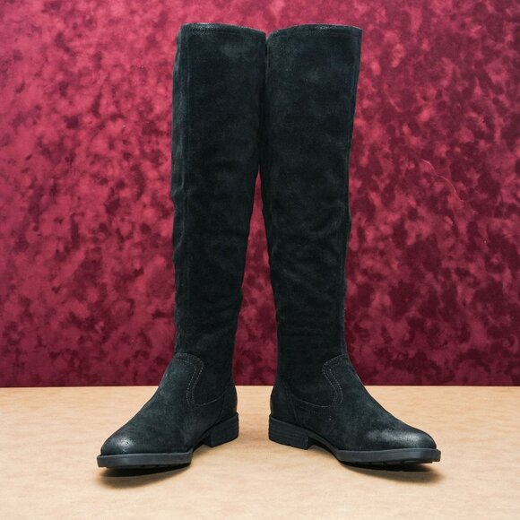 Born Borman Womens Black Distressed Leather Knee High Boots Size 6M - Picture 3 of 8